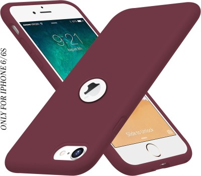 VONZEE Back Cover for Only iPhone 6/ IPhone 6s (4.7) inches Ultra Thin Liquid Silicone Logo Cut Case Cover(Maroon, Shock Proof, Silicon, Pack of: 1)
