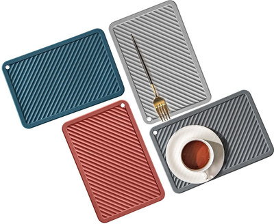 RASTVI Rectangle Reversible Rubber Coaster Set(Pack of 4)