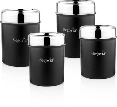 SEGOVIA Steel Grocery Container  - 1000, 800 ml(Pack of 4, Black)
