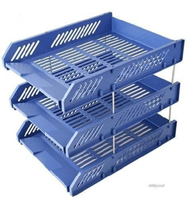 THE DAKSHINA CORPORATION 3 Compartments ABS heavy duty office file rack(Blue)