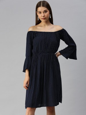 Showoff Women A-line Dark Blue Dress