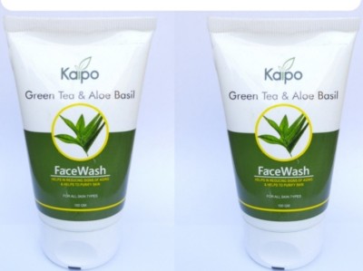 KAIPO Primium Green Tea & Aloe Basil  for Glowing and Shining Face 100 ml x 2 Face Wash(200 ml)