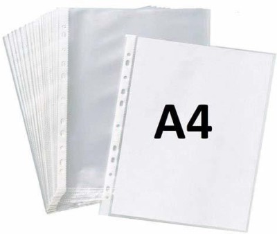 Greeshma Plastic 400 micron A4 Size Pack of 100 Sheets Sheet Protectors 11 Holes Punched(Set Of 1, Transparent)