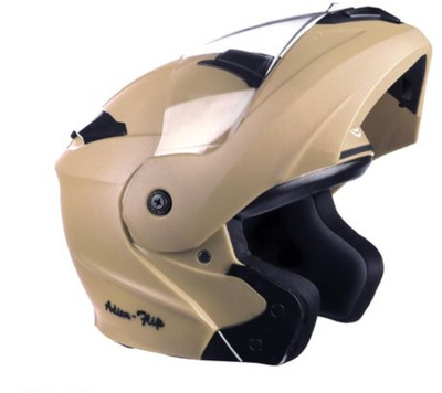 Racing-1 Flip-Up Unisex ISI Certified For Scooter Bike UNBREAKABLE Motorbike Helmet(Beige)