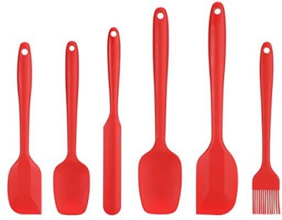 GVJ TRADERS ilicone RED Spatulas Set - 446ºF Heat-Resistant Rubber Kitchen Tool Set(Red, Spatula, Brush, Cooking Spoon)