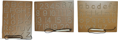 Ashmi Capital & Small Alphabet And Number Writing Tracing Board with Dummy Pencil(Brown)