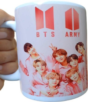 Convay BTS Printed Ceramic Tea, Milk and Coffee/Cup (White, 11 oz, 350ml) Ceramic Coffee Mug(330 ml)