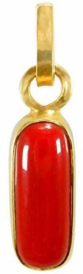 Jaipur Gemstone Best and Natural Red Coral Stone Pendant For Women Gold-plated Coral Copper Pendant