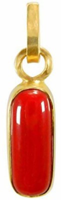 RATAN BAZAAR Best and Natural Red Coral Stone Pendant For Women Gold-plated Coral Copper Pendant