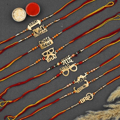 Bond and emotion Designer RAKHI SET OF 9| RAKHI FOR BROTHER Mauli Thread Rakhi  Set(9 RAKHI SET, ROLI CHAWAL)