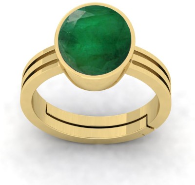 HARSHALI GEMS EMERALD RING 5.50 Ratti For Men And Women's Brass Emerald Brass Plated Ring