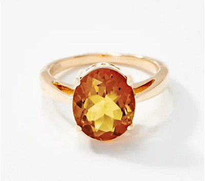 Jaipur Gemstone Citrine Gemstone Gold Adjustable Ring Copper Citrine Gold Plated Ring