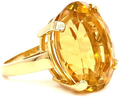 RATAN BAZAAR Most Demanded Citrine Gemstone Ring Copper Citrine Gold Plated Ring