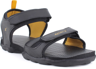 Sparx SS 715 Men Sandals(Black, Gold , 10)