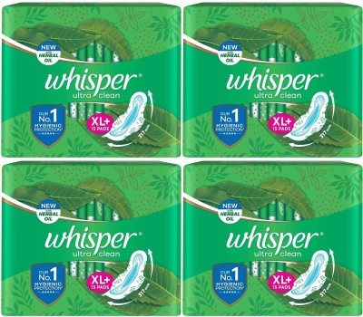 Whisper ultra Clean XL+ ( 15+15+15+15 pads ) Sanitary Pad  (Pack of 60)