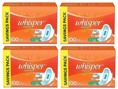 Whisper Choice Sanitary Regular Pads Women, Regular, 20+20+20+20 Napkins Sanitary Pads Sanitary Pad  (Pack of 4)