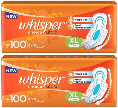 Whisper Choice XL – 20+20 Counts Napkins Sanitary Pads Sanitary Pad (Pack of 2) Sanitary Pad (Pack of 2)