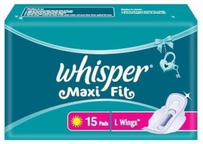Whisper Maxi Fit (Large With Wings), 15 Pieces Pack Sanitary Pad