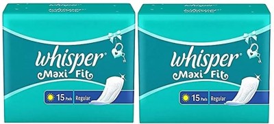 Whisper Maxi Nights Sanitary Pads for Women, Regular, 15+15 Napkins (Pack of 2) Sanitary Pad  (Pack of 2)