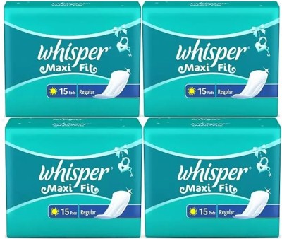 Whisper Maxi Nights Sanitary Pads for Women, Regular, 15+15+15+15 Napkins (Pack of 34 Sanitary Pad  (Pack of 4)