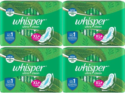 Whisper ultra Clean XL+ ( 7+7+7+7 pads ) Sanitary Pad  (Pack of 28)