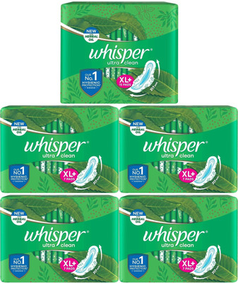 Whisper ultra clean XL+ ( 15+7+7+7+7 pads ) Sanitary Pad (Pack of 43)