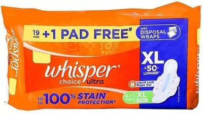 Whisper Choice XL – 20 Counts Napkins Sanitary Pad (Pack of 1) Sanitary Pad  (Pack of 20)