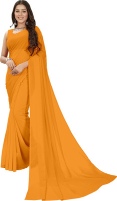 kashvi sarees Solid/Plain Bollywood Georgette Saree(Dark Blue)