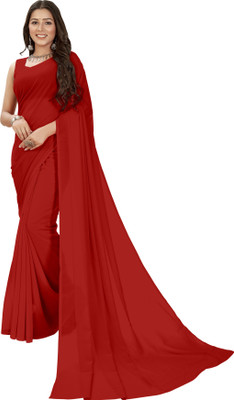 kashvi sarees Solid/Plain Bollywood Georgette Saree(Cream)