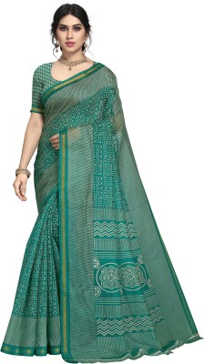 Winza Designer Printed, Solid/Plain Bollywood Cotton Blend, Cotton Silk Saree(Light Green)