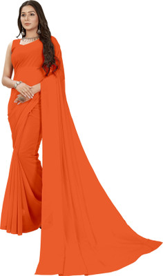 Anand Sarees Solid/Plain Bollywood Georgette Saree(Light Blue)