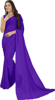 kashvi sarees Solid/Plain Bollywood Georgette Saree(Red)