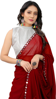 Vivan Fab Solid/Plain Daily Wear Georgette, Chiffon Saree(Multicolor)