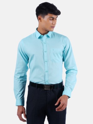 Ramraj Cotton Men Solid Formal Blue Shirt