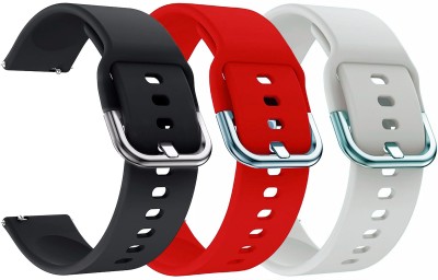 AOnes Pack of 3 Silicone 20mm Watch Strap with Metal Buckle for French Connection R3 Smart Watch Strap(Black, White, Red)