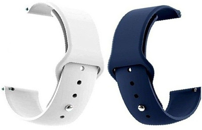 BLACK LOVIES 22MM SOFT SILICON BELT Smart Watch Strap(White, Blue)