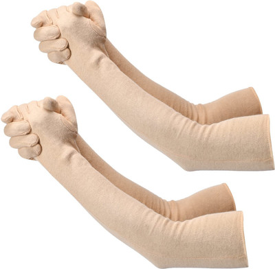FATON Cotton Arm Sleeve For Men & Women(Free, Beige)