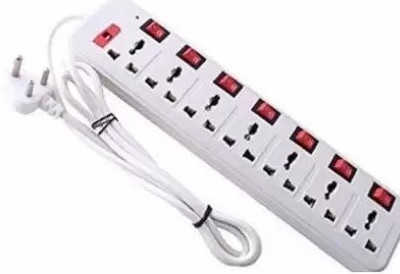 D-DEVOX BSK 7 Socket Extension Board With 3 Metrial Long Wire Fuse LED Indicator 7 7  Socket Extension Boards(White, 3 m)