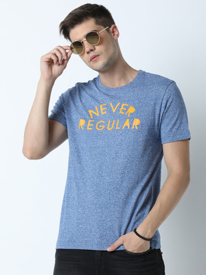 HUETRAP Graphic Print Men Round Neck Blue T-Shirt