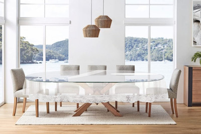 Flipkart SmartBuy PVC 6 Seater Solid Table Cover(Transparent, Silver)