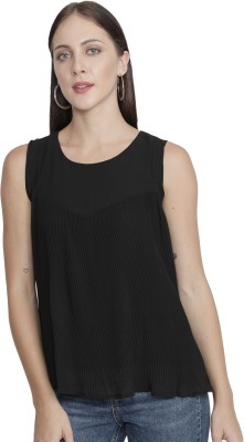 NUEVOSDAMAS Casual Sleeveless Solid Women Black Top