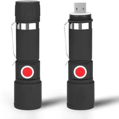 paliwalcreation 3 IN 1 Mode USB Rechargeble Mini Pocket Ultra Bright Zoomable LED Torch Torch(Black, 11 cm, Rechargeable)