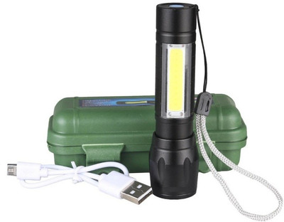 TITTYNO Best Rechargeable Adjustable Focus Rugged and Durable Smart Design Pocketsize Torch(Black, 9.3 cm, Rechargeable)