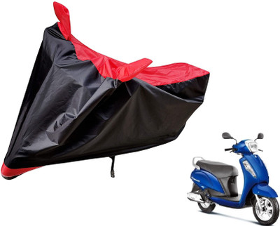 MOCKHE Two Wheeler Cover for Suzuki(Access 125, Black, Red)