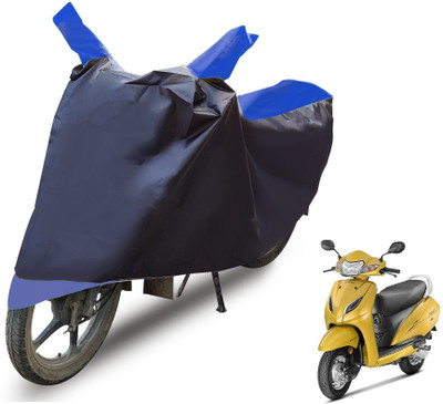 MOCKHE Two Wheeler Cover for Honda(Activa 5G, Black, Blue)