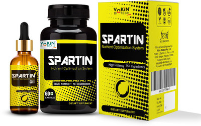 Vokin Biotech Spartin 60 Capsules & Spartin Oil 30 Ml for Men(2 x 30 No)