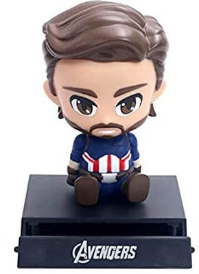 gtrp Superhero Bobble Head Action Figure & Toys with Mobile Holder (Captain America)(Multicolor)