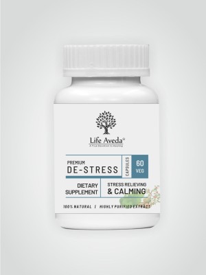 Life Aveda De-Stress (500 mg) for Stress and Anxiety 60 Veg Capsules