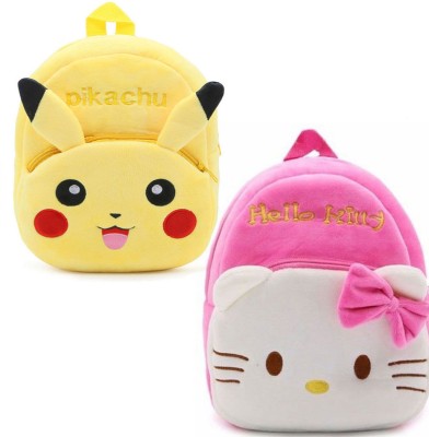 BHAVYA pika+kitty Kids School Bag pack of 2 bags Backpacks Boys Girls (2-5 Years) School Bag(Multicolor, 15 inch)