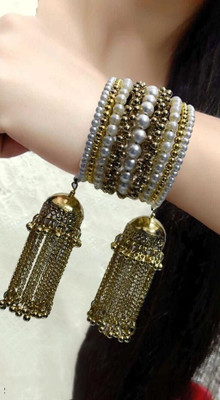 Grace Collections Alloy Silver Coated Bracelet Set
